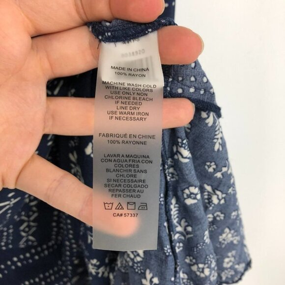 Vince Camuto Navy Ditsy Floral Liberty geometric Print ruffle midi dress S - Picture 6 of 16